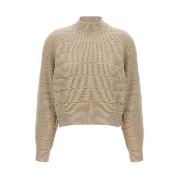 Brunello Cucinelli Women 'Rustic Dazzling Net' Cropped Sweater - Picture 1 of 4
